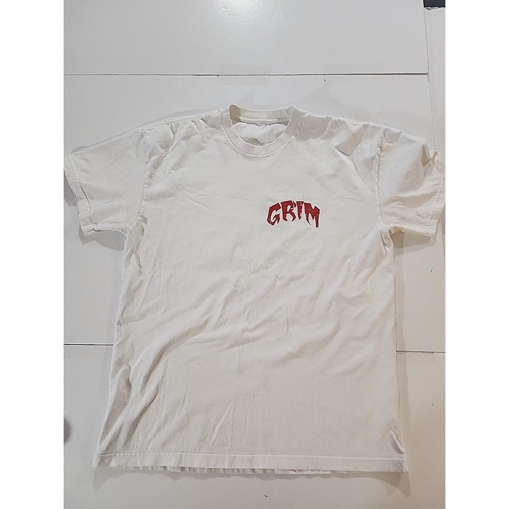 BN Apparel Bounce Nutrition Grim Reaper Graphic T-Shirt White Red Large Streetwe